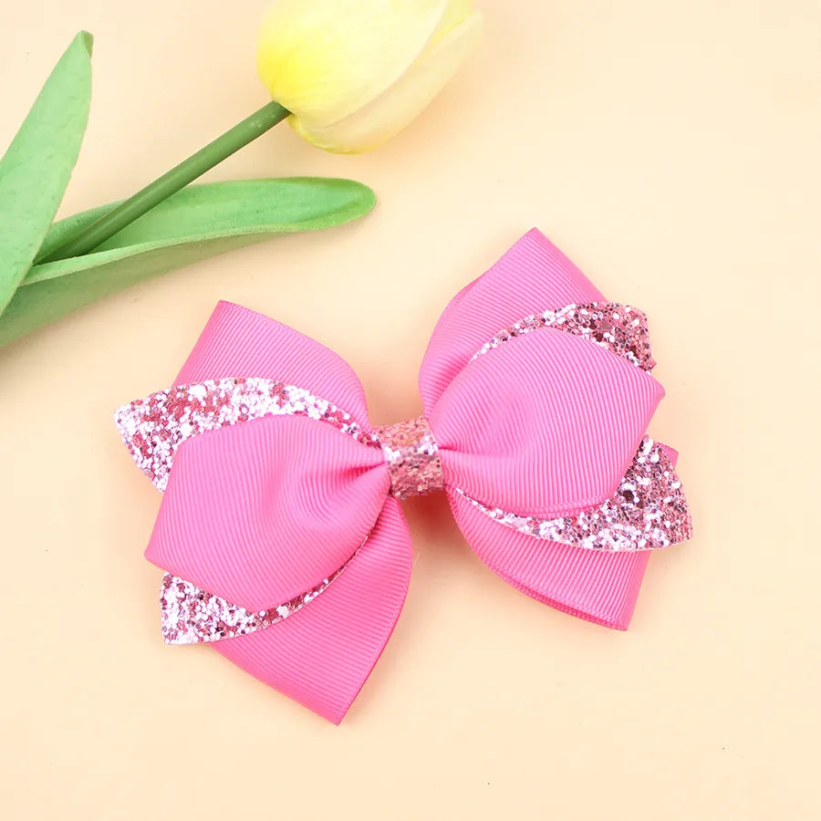 Europe and the United States new double-layer children's glitter film bow hair accessories girls hair clips cute girls hair accessories