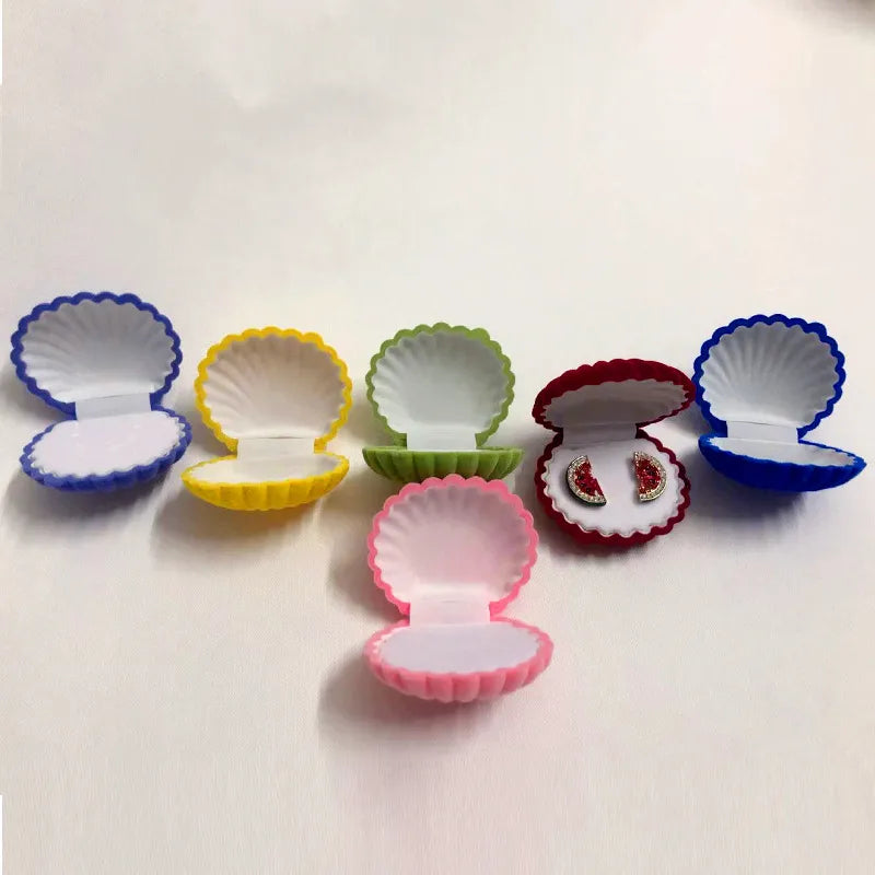 fashion shell plastic flocking jewelry boxes 1 piece