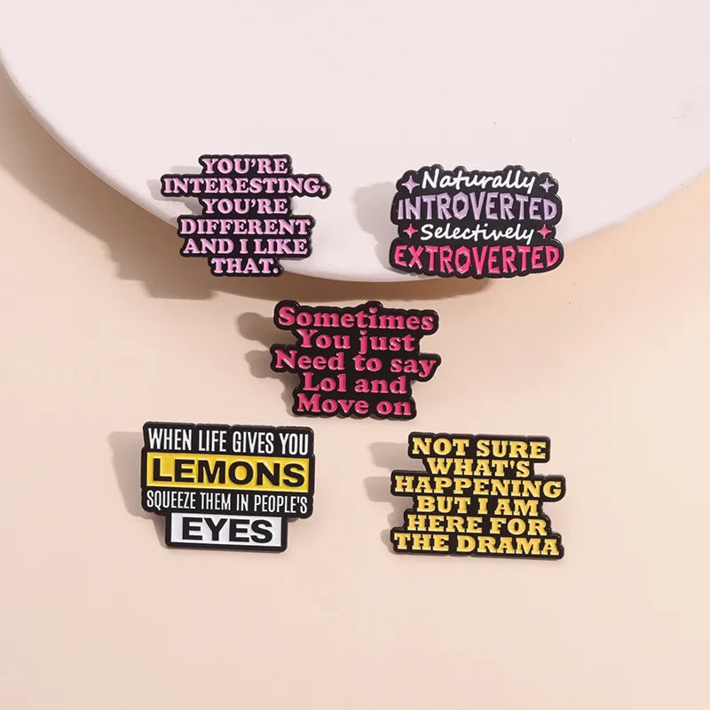 Motivational Colorful Cartoon Letter Alloy Pin Badges Fashion Personalized Zinc Alloy Lapel Pins For Men And Women