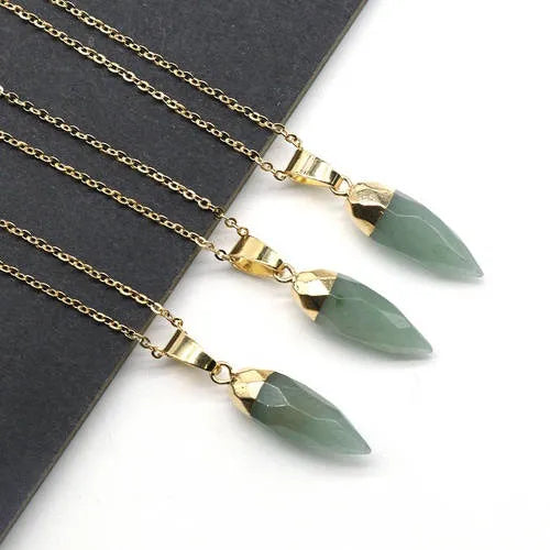 simple style chili natural stone polishing pendant necklace
