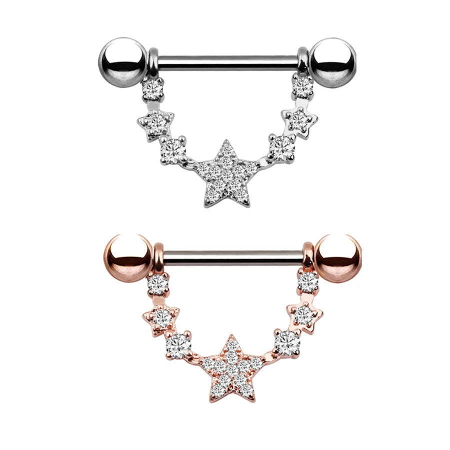 fashion star shaped inlaid zircon alloy piercing jewelry nipple ring
