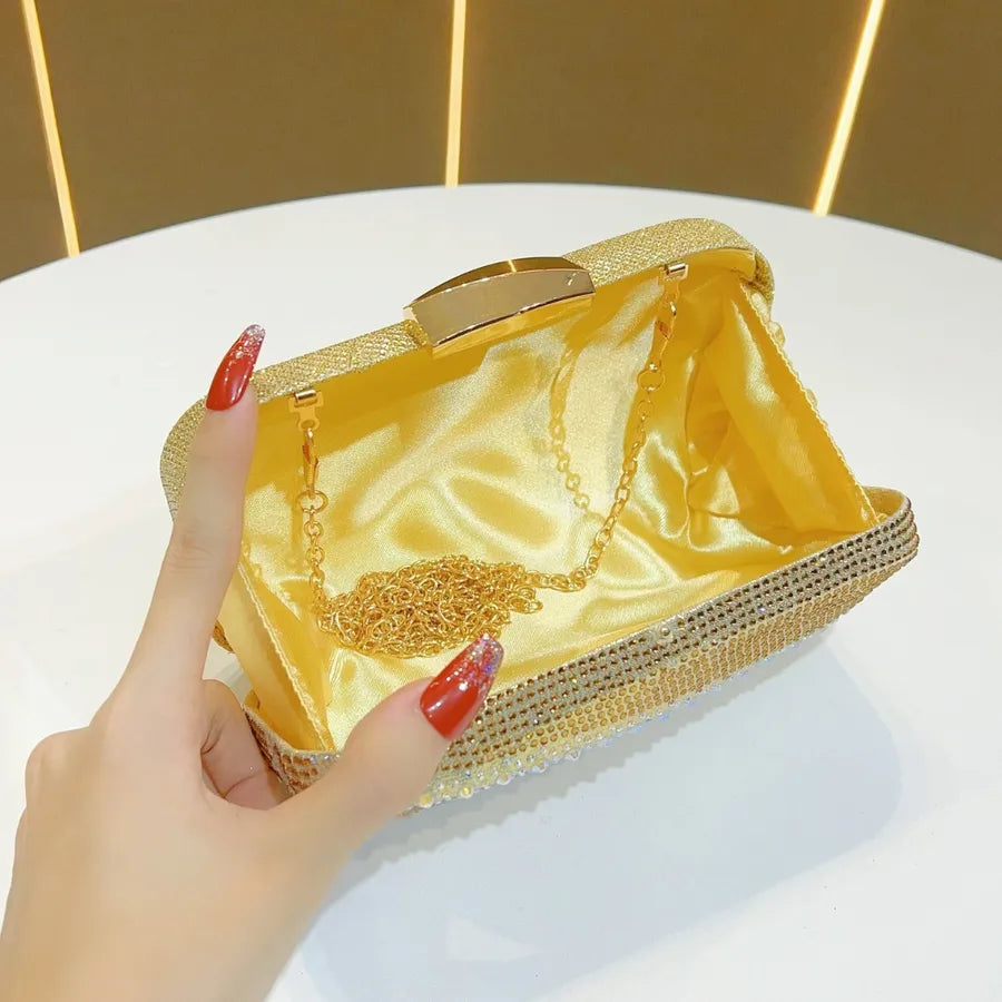 Fashionable Full Diamond Clutch Bag Evening Party Women's Bag Embellished With Diamonds Luxury Sensation French Style Dinner Bag