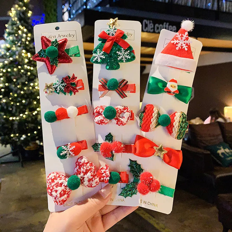 simple style christmas tree snowman cloth hair clip 1 set