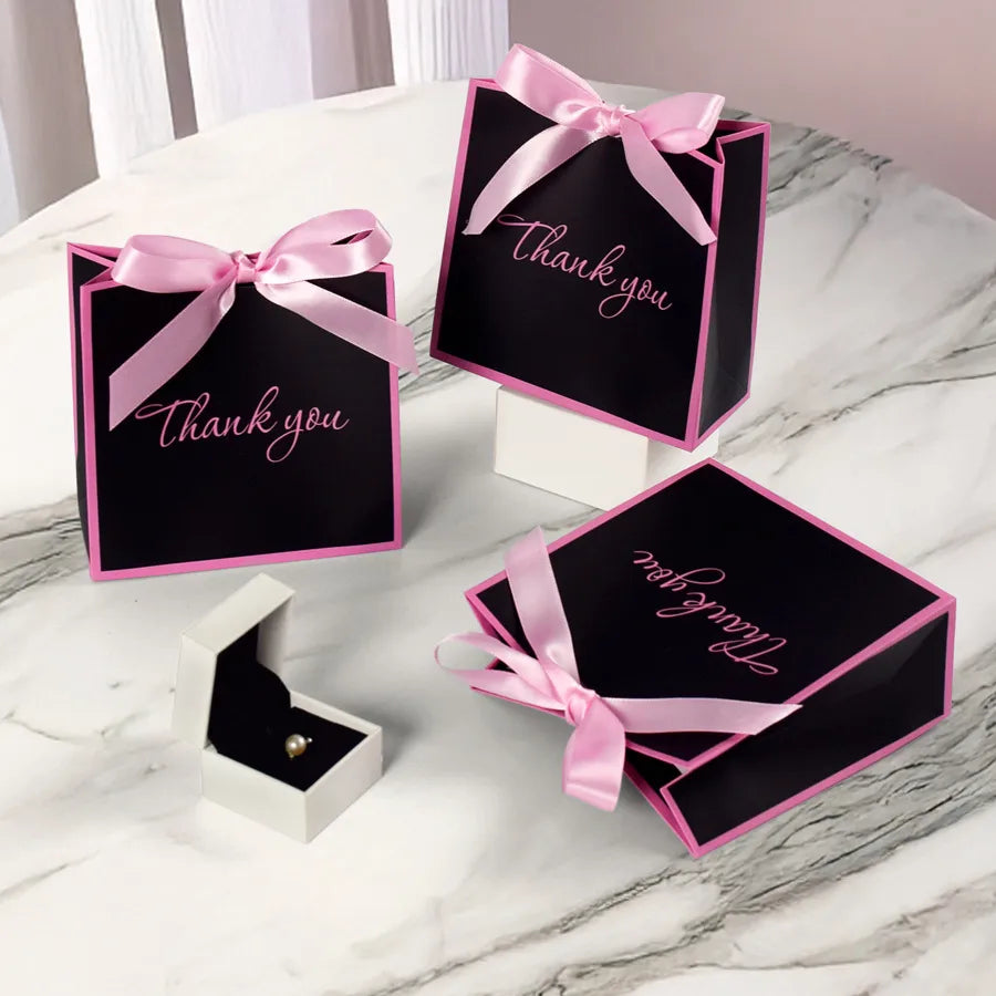 Classic Style Color Block Bow Knot Paper Party Date Gift Bags Party Supplies Gift Wrapping Supplies 10 PCS/Package