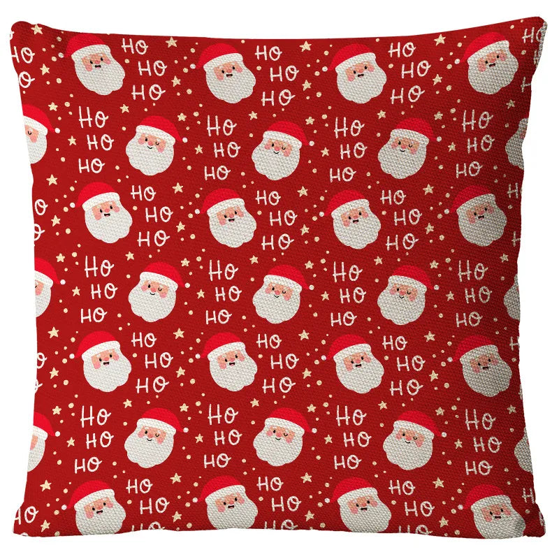 Christmas Glam Santa Claus Snowman Linen Pillow Cases Couch & Sofa Decor