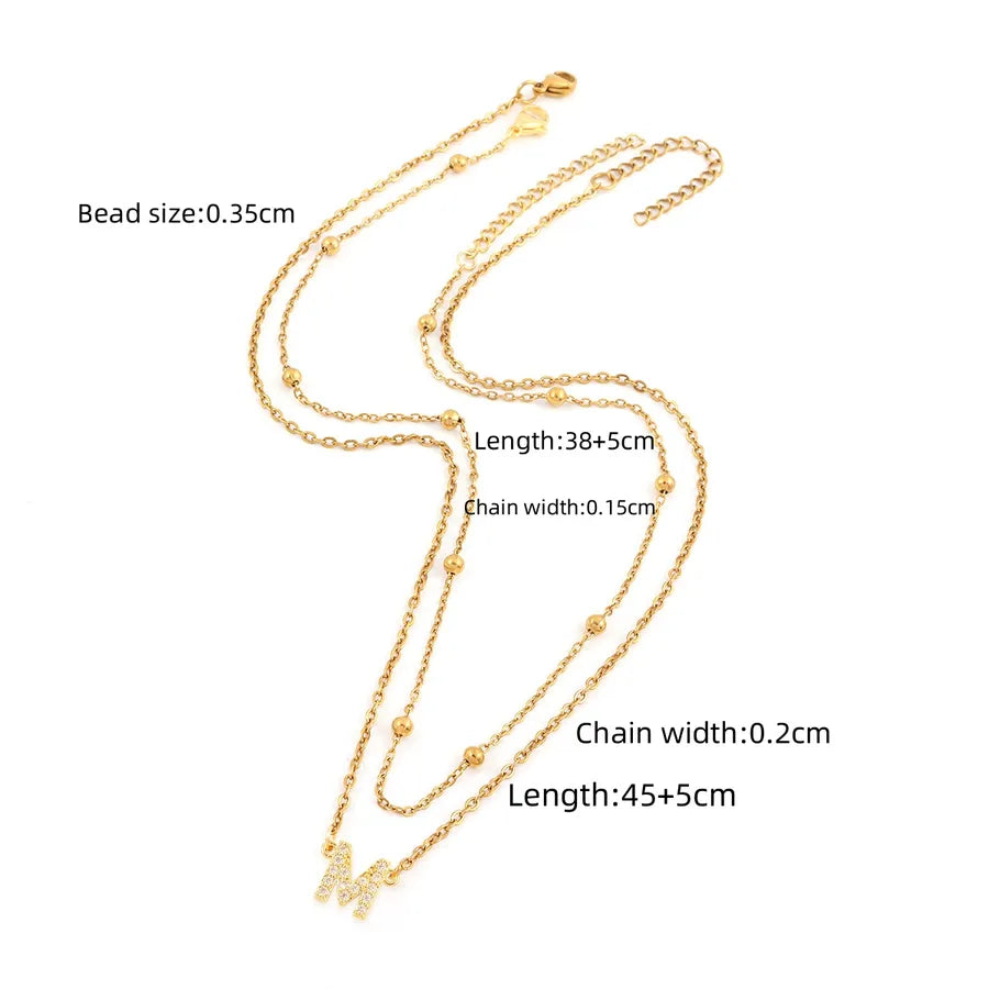 Wholesale Jewelry Simple Style Classic Style Letter 201 Stainless Steel Copper ball chain cable chain Pendant Necklace