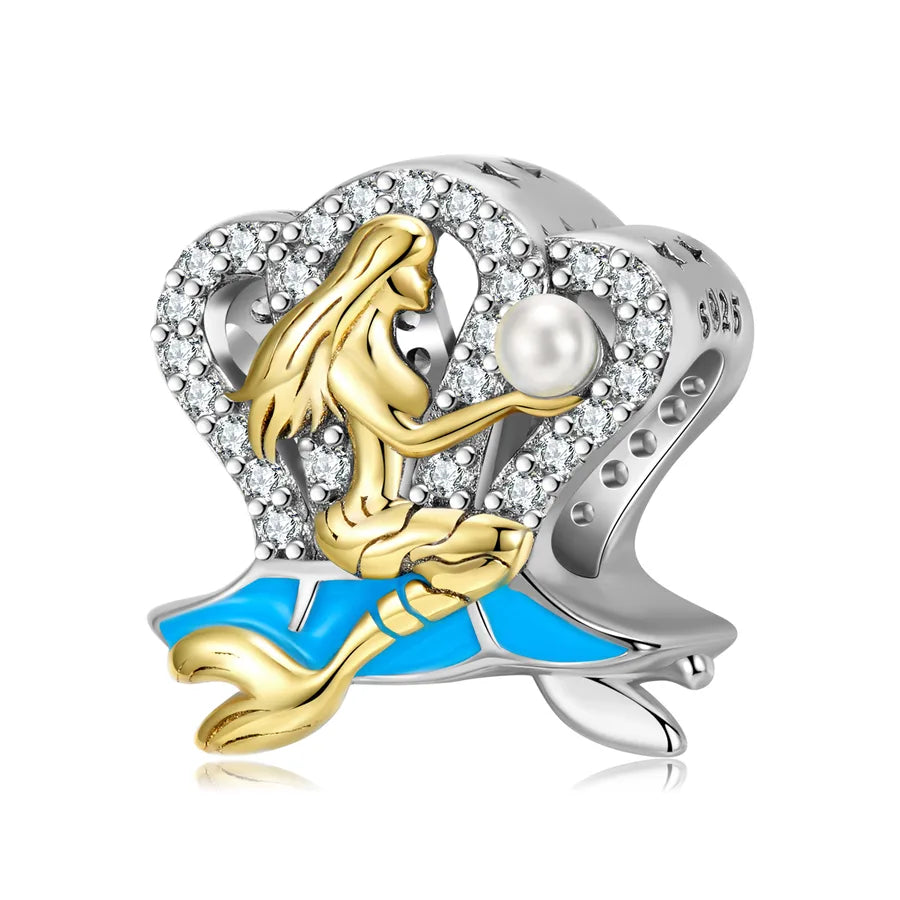 1 Piece 925 Sterling Silver Zircon Mermaid Shell Whale Jewelry Accessories