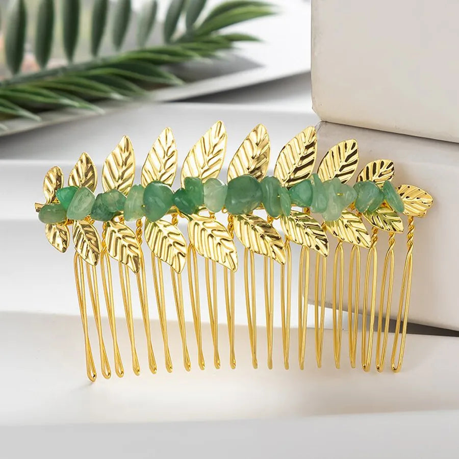 Handmade Pastoral Women's Solid Color Gem Insert comb