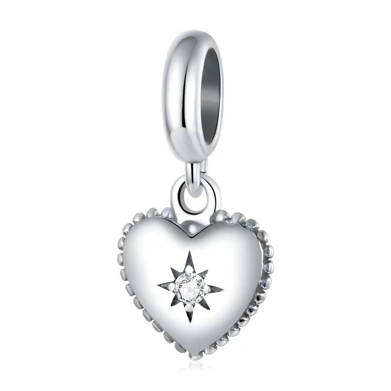 Aifule  Popular Pure Silver Star Love Pendant Bracelet S925 Zircon Star Heart Pendant Accessories