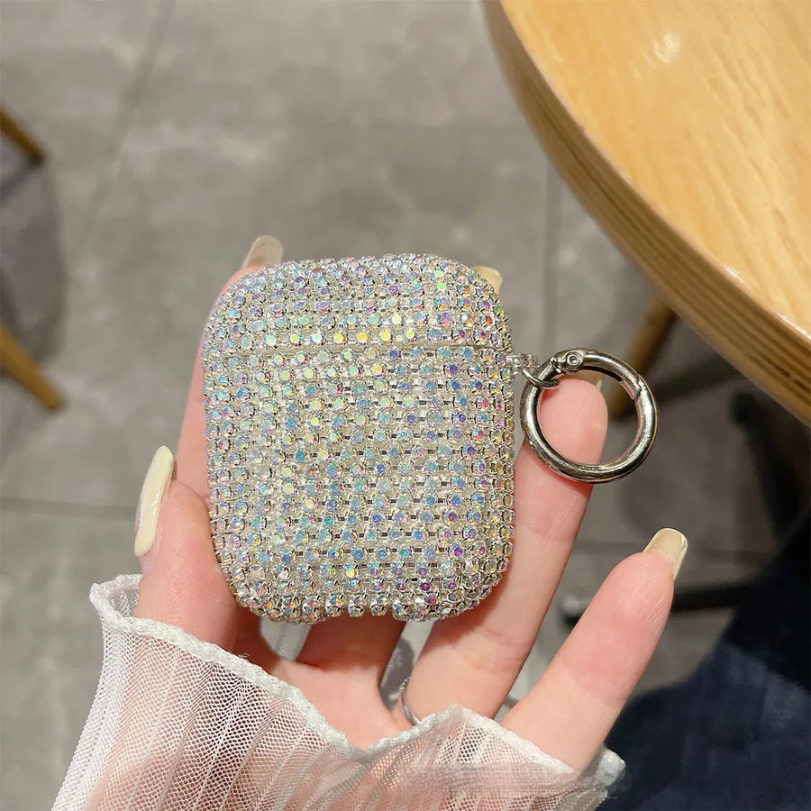 PC Rhinestone Solid Color Shiny Earphone case Phone Accessories