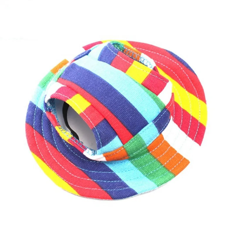 simple style canvas oxford cloth stripe pet hat