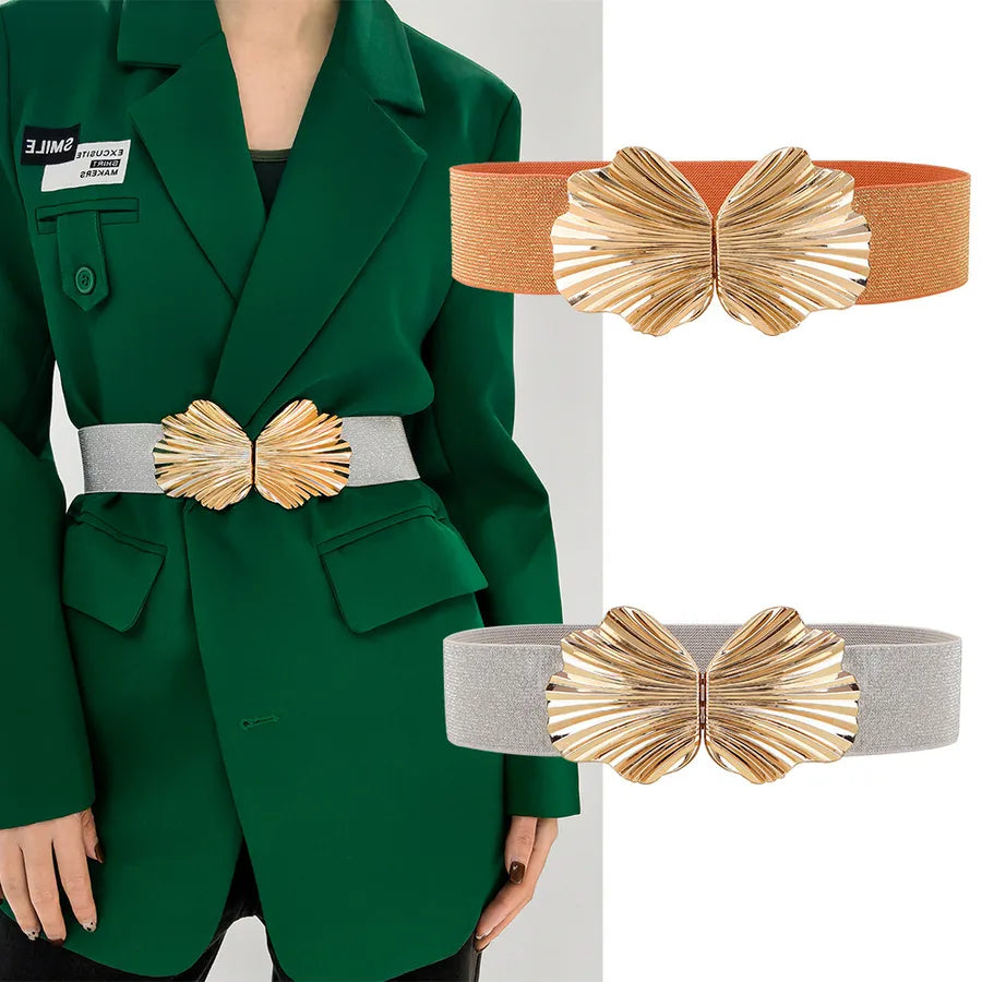 basic solid color elastic band women's leather belts