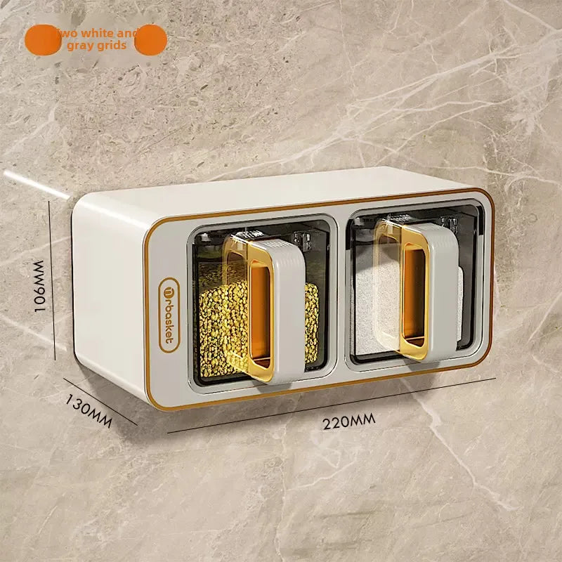 Seasoning box wall-mounted household kitchen pepper condiment storage box salt monosodium glutamate seasoning jar combination set