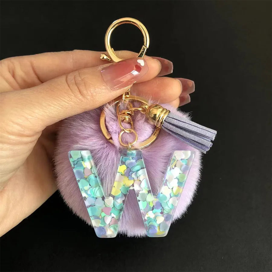 Cute Simple Style Letter Hairball Resin Unisex Bag Pendant Keychain