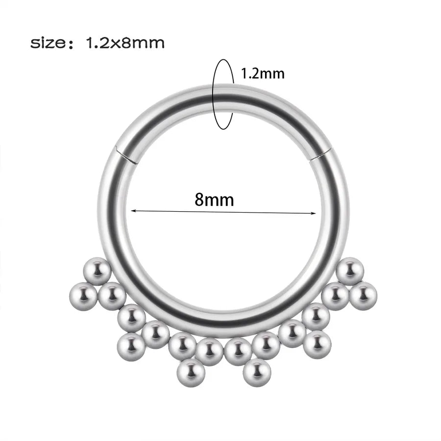 1 Piece Nose Rings & Studs Hip-Hop Round 304 Stainless Steel Rhinestone Copper Plating Rhinestones Zircon
