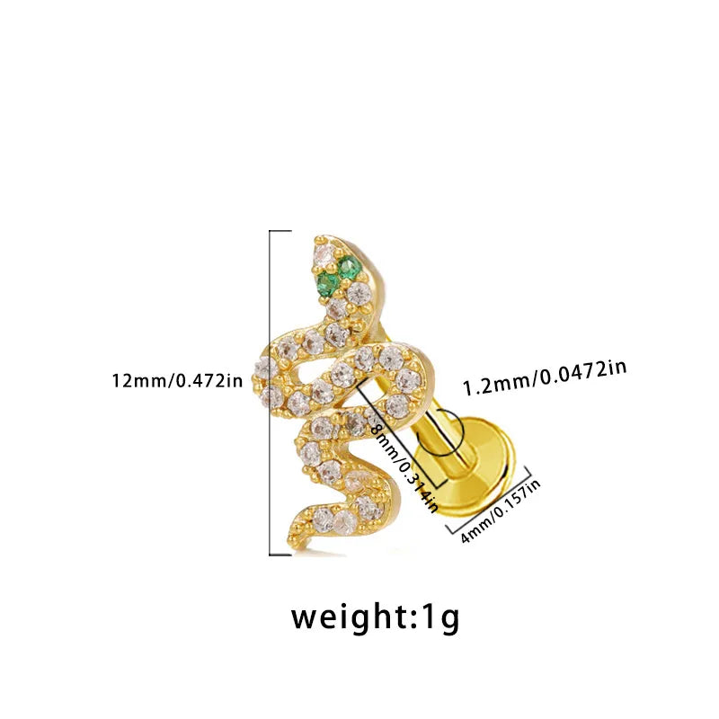 1 Piece Lip Rings Simple Style Cool Style Animal Snake Butterfly Arylic Resin Epoxy Plating Inlay Acrylic Rhinestones Zircon White Gold Plated Gold Plated Lip Rings