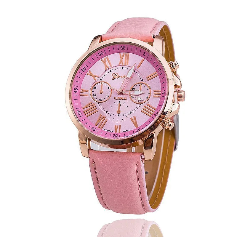 casual solid color buckle quartz women's watches