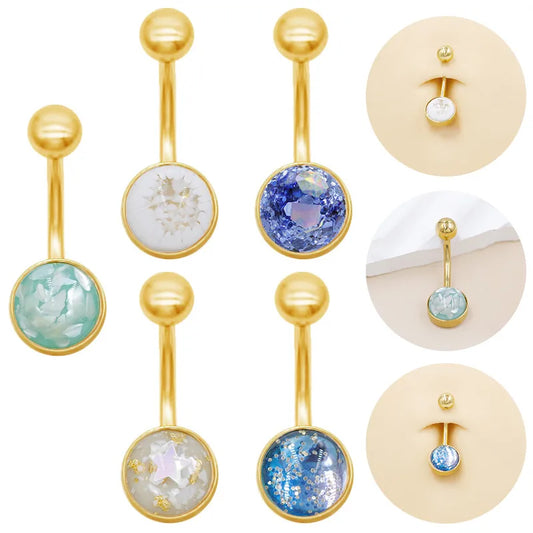 1 Piece Belly Rings Simple Style Classic Style Solid Color 316 Stainless Steel  Plating Acrylic 18K Gold Plated
