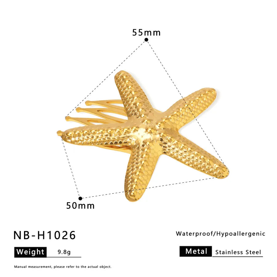 Cute Artistic Women's Pentagram Flower Shell 304 Stainless Steel Artificial Pearls Pearl Hair Pins Hair Clip