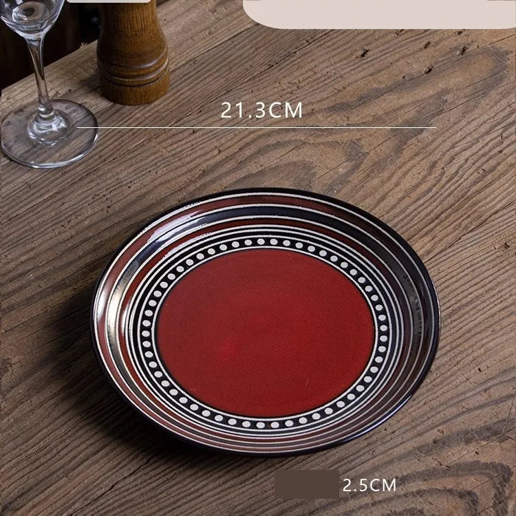 Retro Solid Color Flower ceramics Tableware 1 Piece