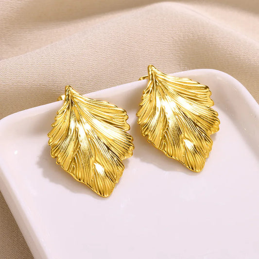 1 Pair IG Style Casual Vacation Leaf Conch Flower Flowers 304 Stainless Steel Imitation Gold  Ear Studs
