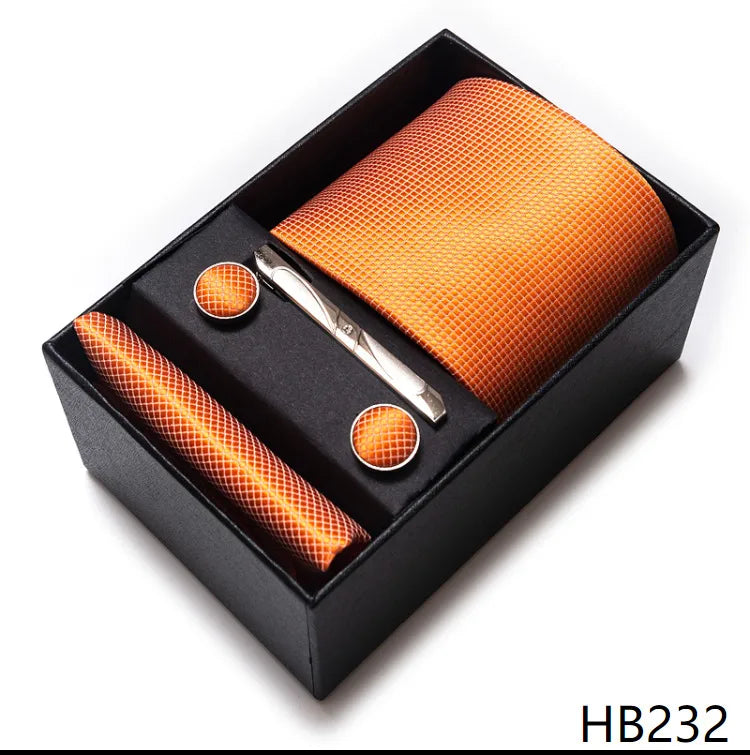 simple style geometric solid color polyester yarn men's cufflinks lavalier tie