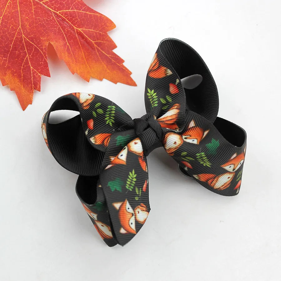 Halloween Thanksgiving Double Layer Bow Knot Pumpkin Ghost Themed Children's Hair Accessories Customizable Fall Season