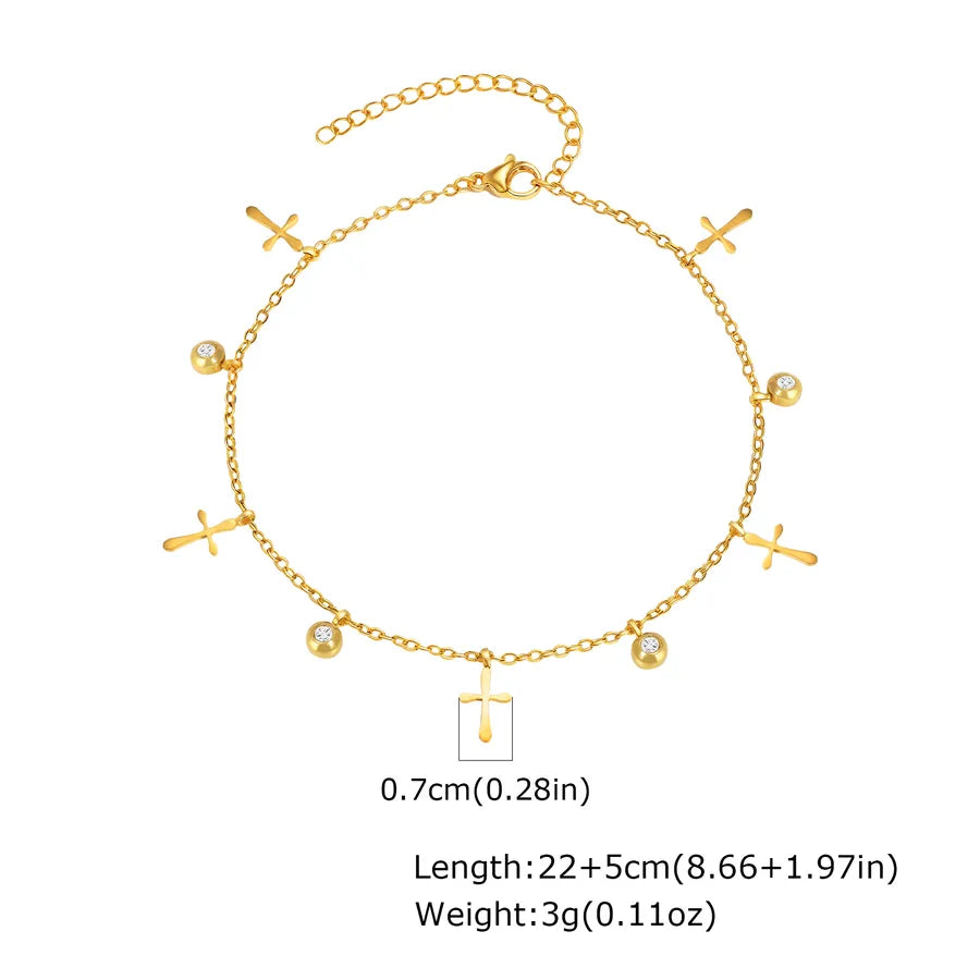 Wholesale Jewelry Simple Style Cross Crown 201 Stainless Steel Anklet