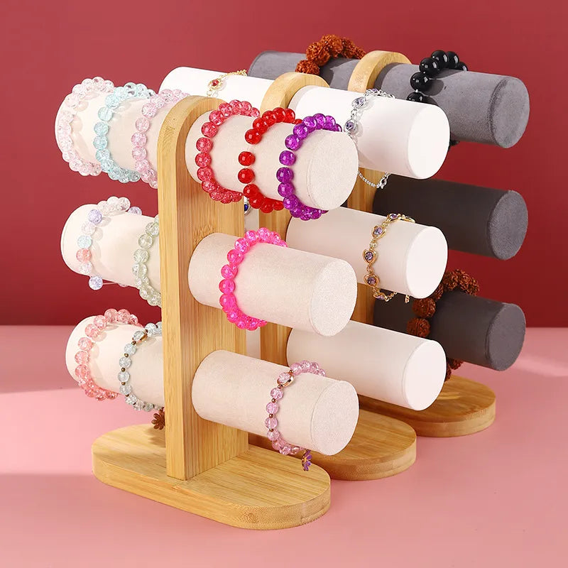 simple style geometric bamboo flannel patchwork jewelry display