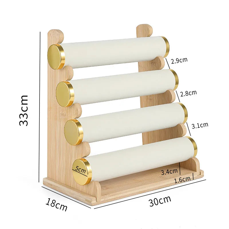 Premium Bamboo Wooden Jewelry Display Stand Bracelet Watch Headband Earring Storage Holder Live Broadcast Props Ornament Rack
