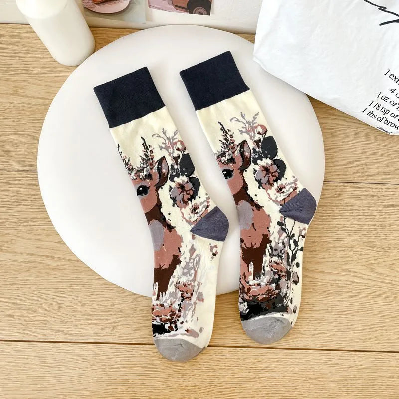 A Pair Cute Women's Animal Cotton Crew Socks
