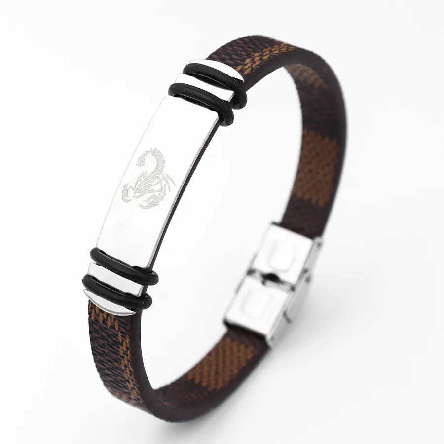 Retro Punk Animal rope Titanium Steel Plating Men's Bangle Men Cord & Leather Bracelets