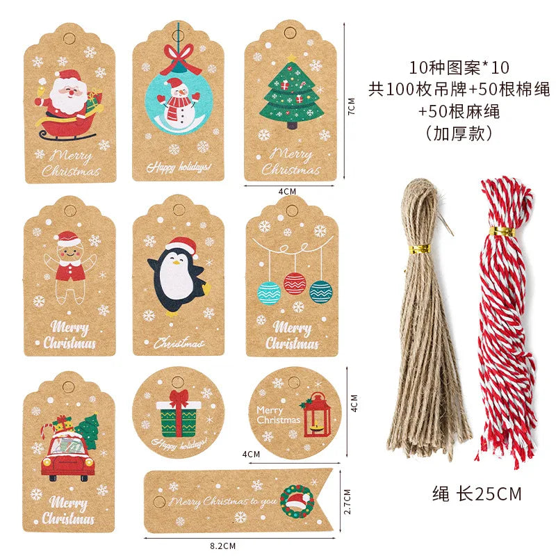 Christmas Fashion Christmas Tree Santa Claus Snowman Kraft Paper Party Hanging Ornaments
