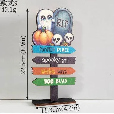 Wooden Halloween Decorations Ghost Festival Props Pumpkin Sprite Letter Wooden Ornaments Ghost Wooden Display Stand