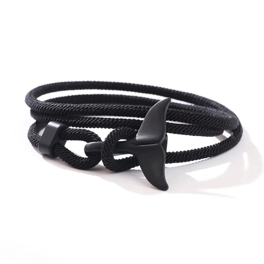 casual fish tail whale alloy rope unisex bracelets