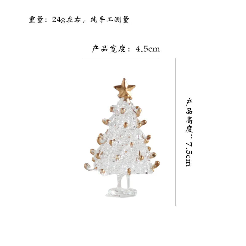 Zibo Lushila Glass Frosted Christmas Tree Craftwork Decorations Home Office Desktop Decoration Festive Season Gift