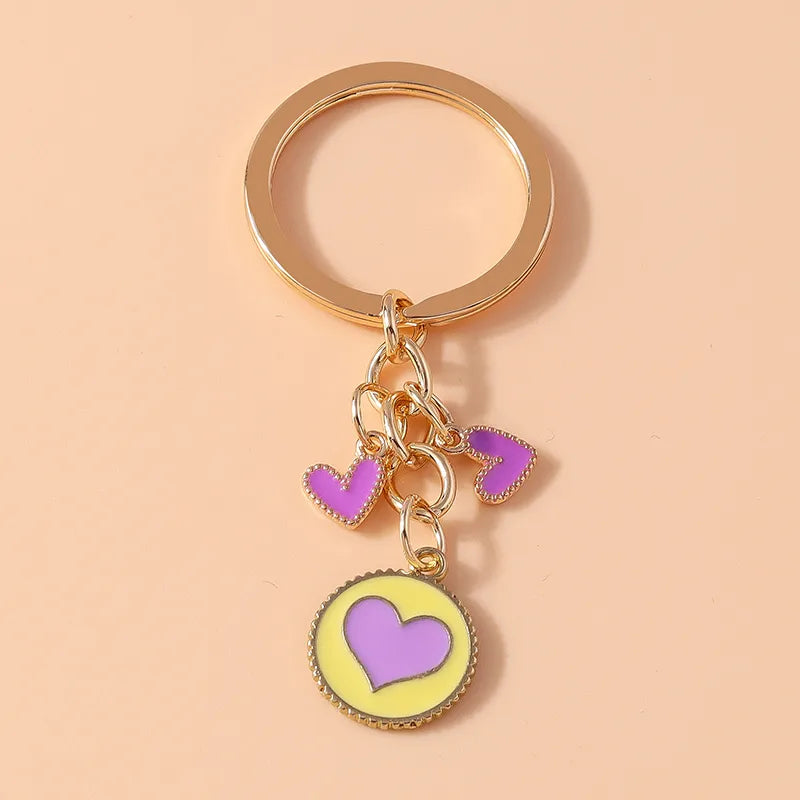 Cartoon Style Sweet Simple Style Round Heart Shape Alloy Keychain