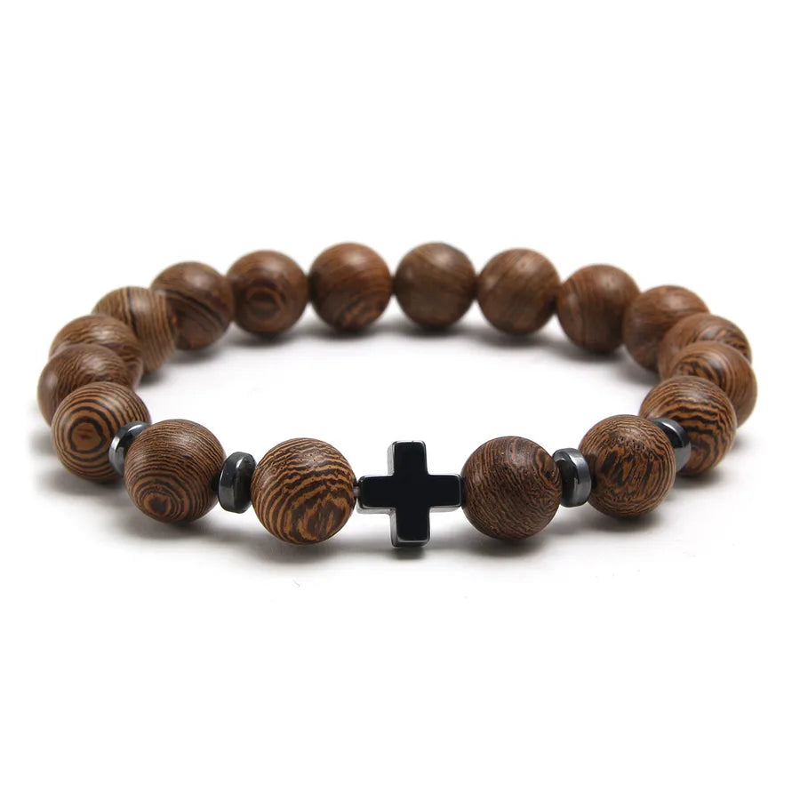 retro round wood polishing bracelets