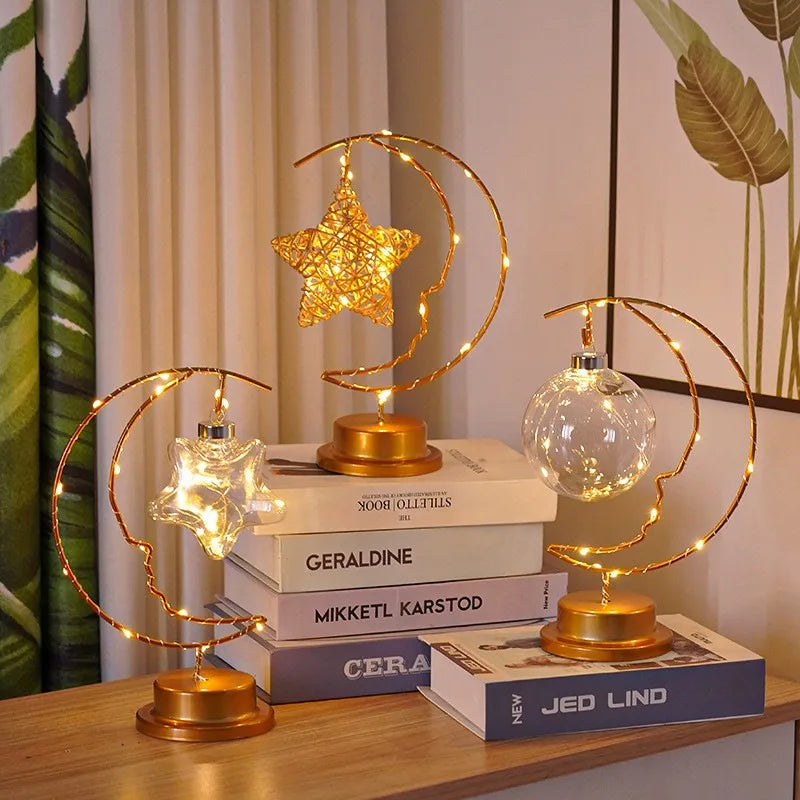Casual Romantic Simple Style Star Moon Plastic Wood Indoor Graduation Party Night Lights Led Lights Night Lights