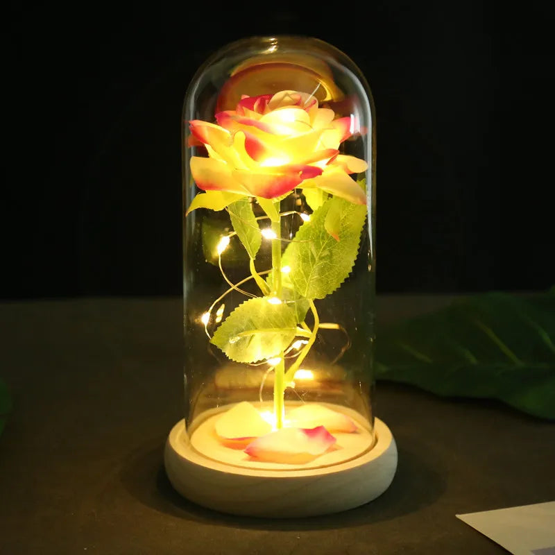 Romantic Rose Plastic Wood Glass Artificial flowers
