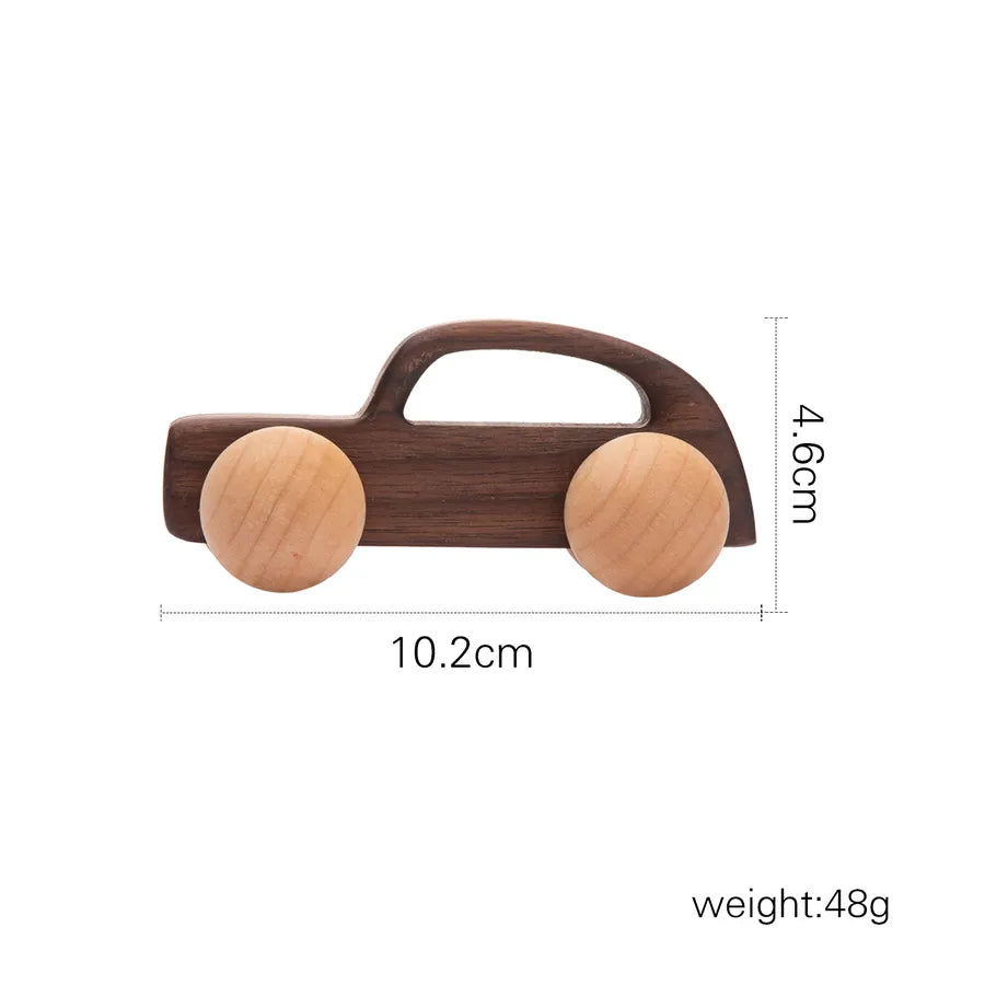 Walnut Wooden Mini Color Car Children's Early Education Educational Building Blocks Toys Baby Cart