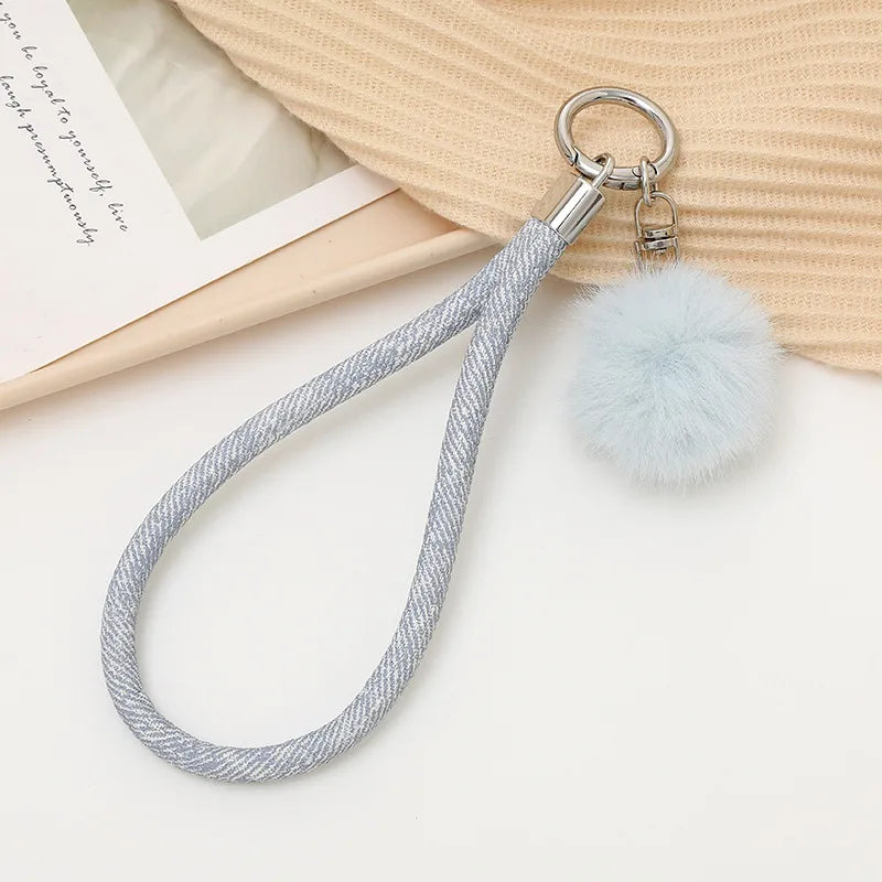 Basic Solid Color Plush Keychain