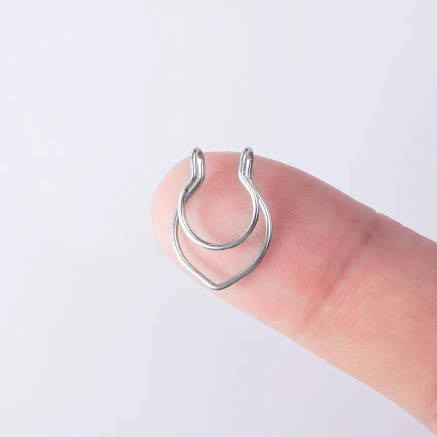 simple style solid color stainless steel nose ring 1 piece