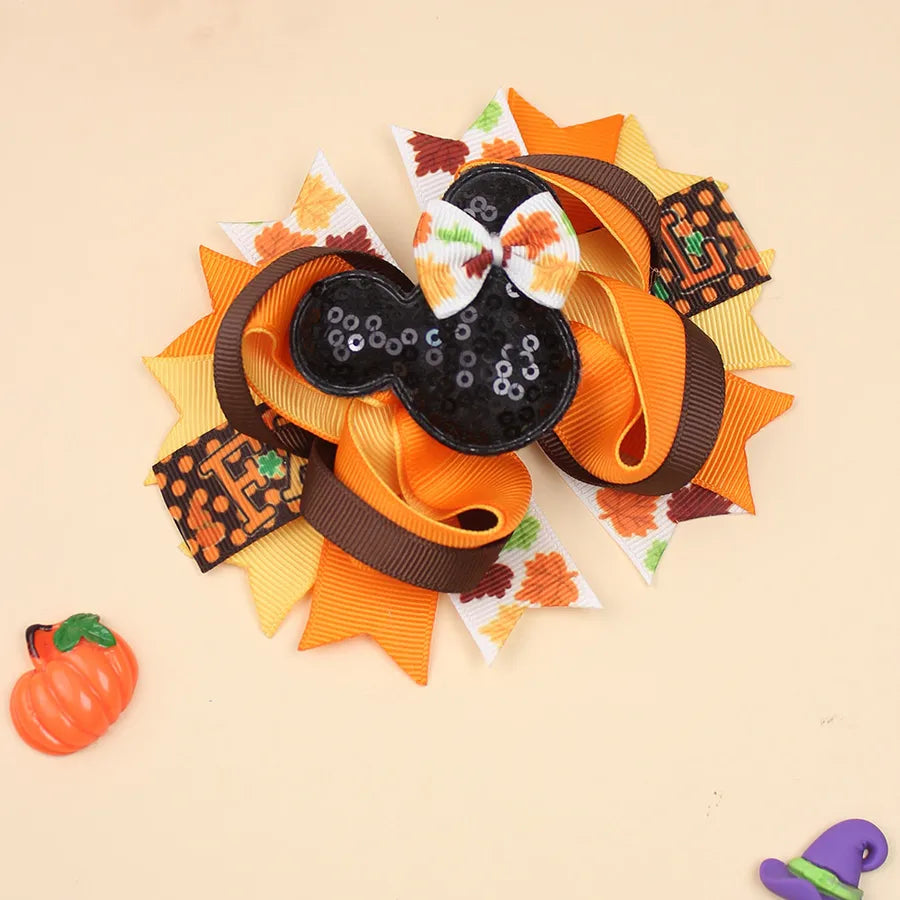 Halloween Pumpkin Skeleton Bat Hair Clip Cartoon Night Horror Movie Hair Accessories For Children