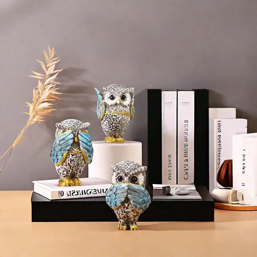 Cartoon Style Cute Owl Resin Ornaments Artificial Decorations