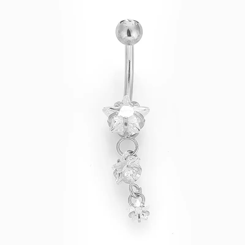 1 Piece Belly Rings Nordic Style Sexy Simple Style Star Mermaid 316L Stainless Steel  Polishing Zircon 18K Gold Plated