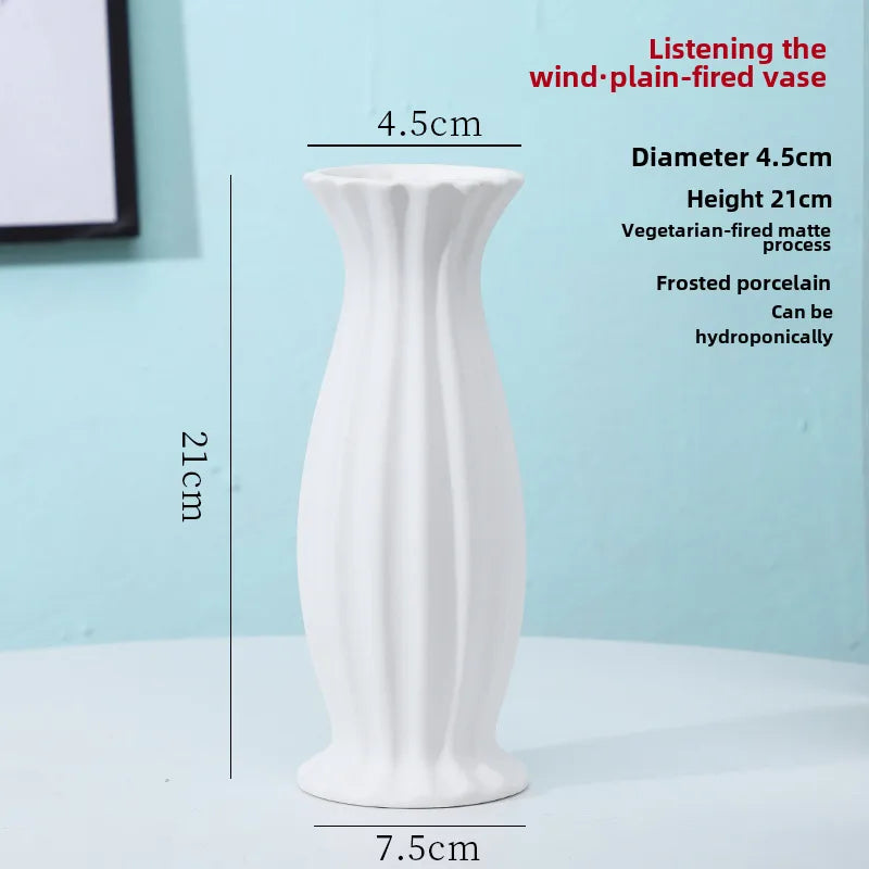 Simple Modern Star Ceramic Vase Ornaments Living Room White Porcelain Fresh Dried Flower Creative Ceramic Flower Set
