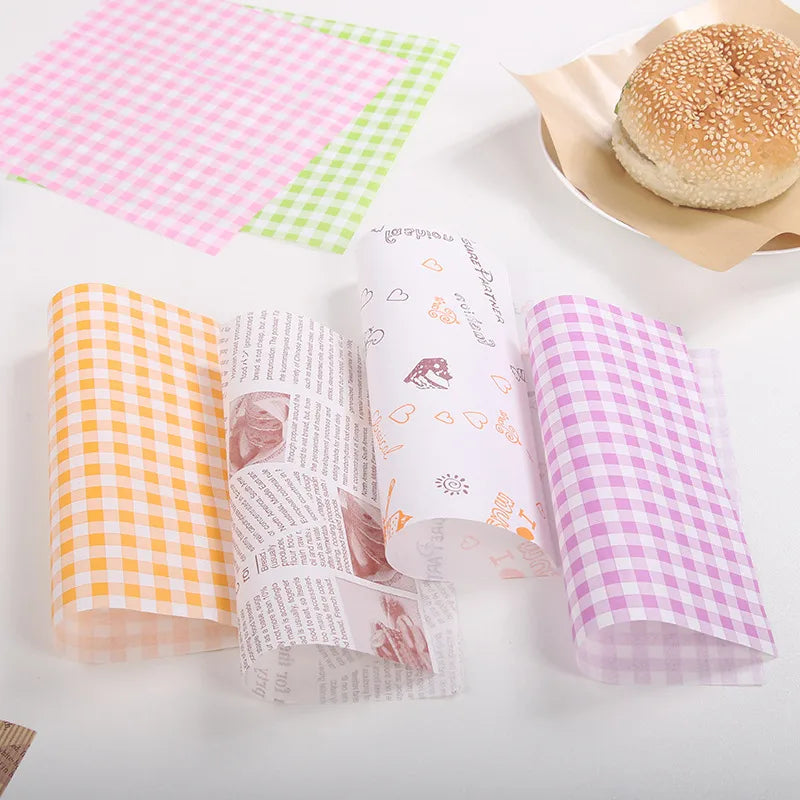 Square 18cm Oil-resistant Laminated Paper Burger Box Pad Paper Bento Cake Separation Paper Sandwich Packaging Paper