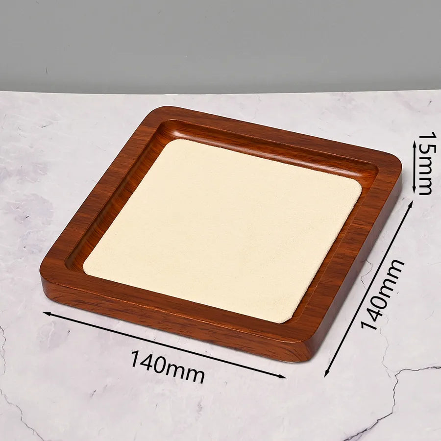 Handmade DIY Jewelry Display Plate Earring Bracelet Ring Square Rectangle Decorative Storage Tray Simple Style Wooden Velvet
