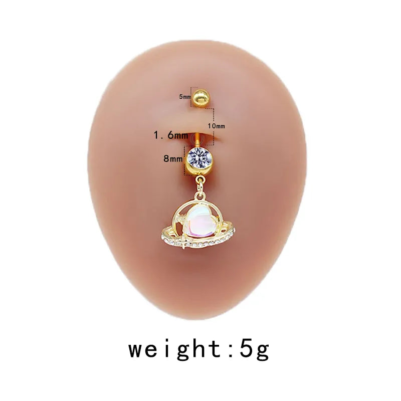 casual cute commute sunflower starry sky snowflake stainless steel copper plating inlay rhinestones zircon white gold plated gold plated belly ring
